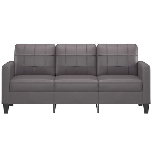 vidaXL 3-seater Sofa Grey Faux leather, metal, textilene Three-Seater
