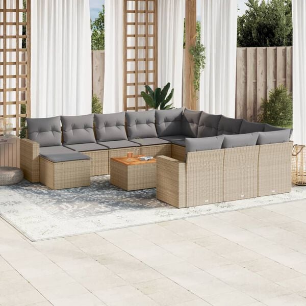 vidaXL Garden Sofa Set Set of 13 Beige, Light Grey