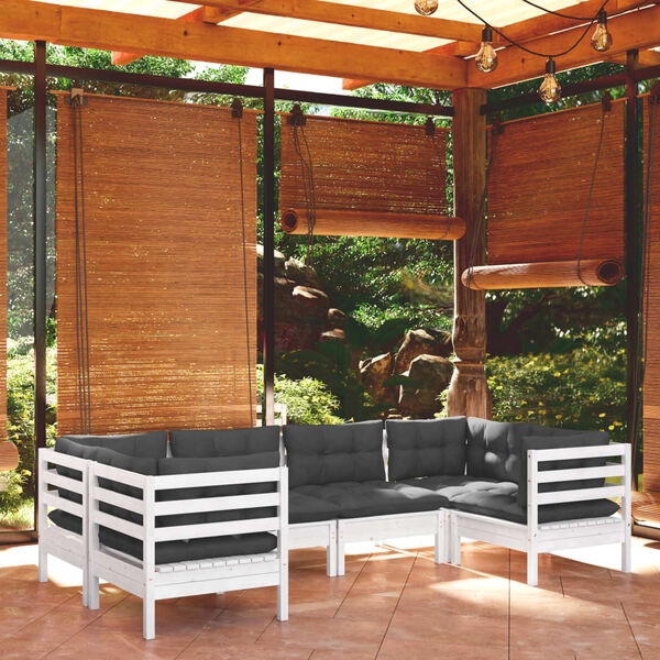 vidaXL Garden Lounge Set White, Anthracite