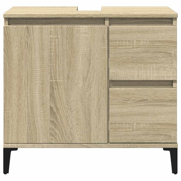 vidaXL Bathroom Cabinet Sonoma oak Engineered wood, metal Medium