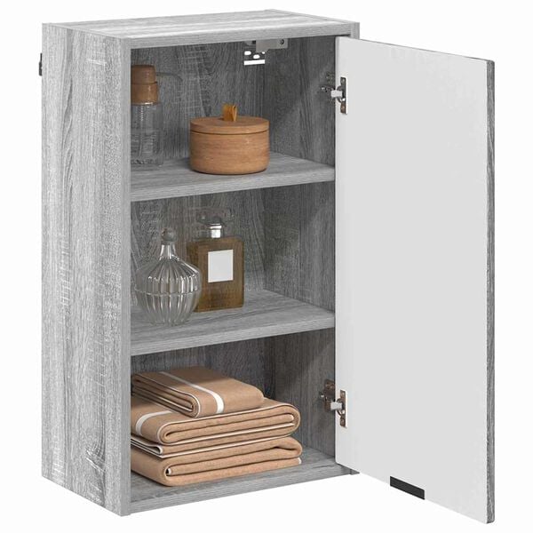 vidaXL Bathroom Cabinet with Door Grey Sonoma 15.35 x 9.25 x 25.59 in