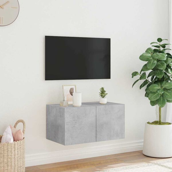 vidaXL TV Wall Cabinet Concrete grey Engineered wood TV Wall Cabinet