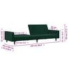 vidaXL Sofa Bed Dark Green Velvet, Wood, Plastic Standard