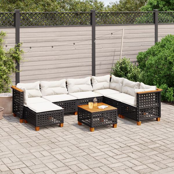 vidaXL Garden Sofa Set Black, Cream White PE rattan Large Modular