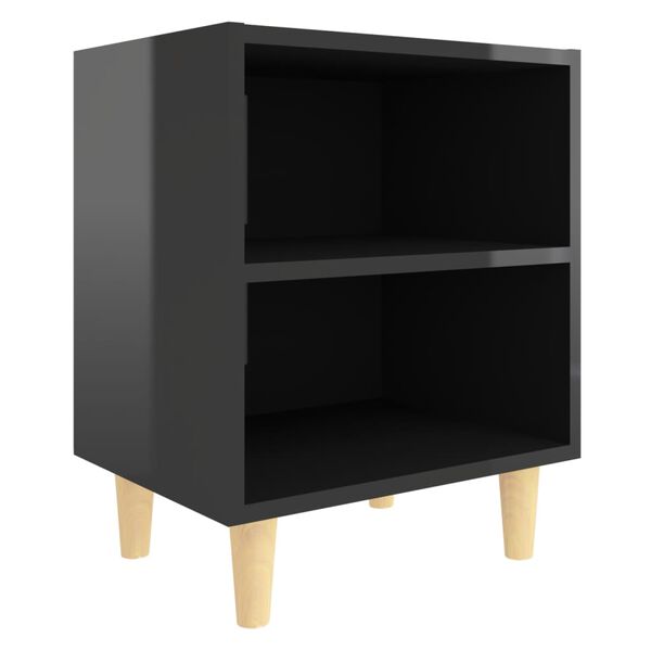 vidaXL Bed Cabinet High gloss black Engineered wood Medium Bed Cabinet