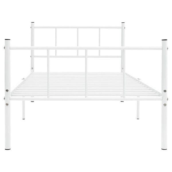 vidaXL Bed Frame White Metal 35.4 x 78.7 in Classic/Traditional