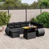 vidaXL Garden Sofa Set Black PE rattan Large Adjustable Armrests