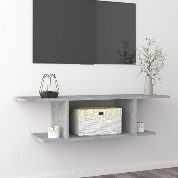 vidaXL TV Cabinet Concrete grey Engineered wood Medium Wall mounting