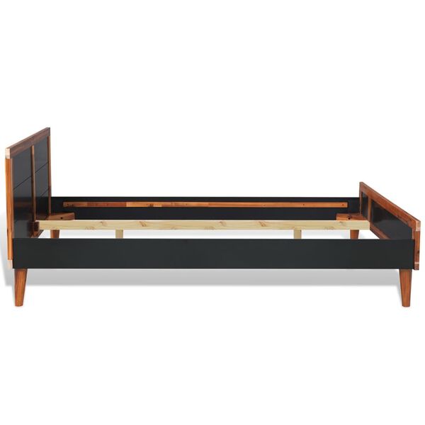vidaXL Bed Frame without Mattress Black Solid Acacia Wood 70.9"x78.7"