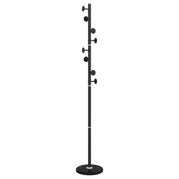vidaXL Coat Stand Black Powder-coated iron, marble 69.3 in tall Durable