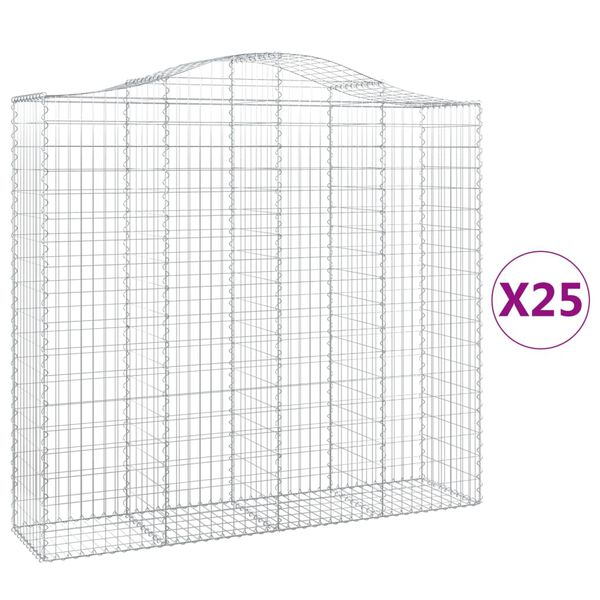 vidaXL Gabion Basket Set of 25 Silver Galvanized Iron