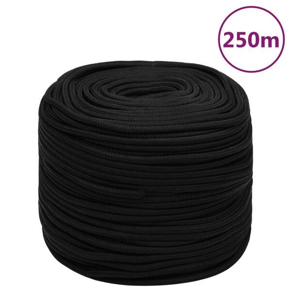 vidaXL Work Rope Black 0.24 " 820.2 ' Polyester