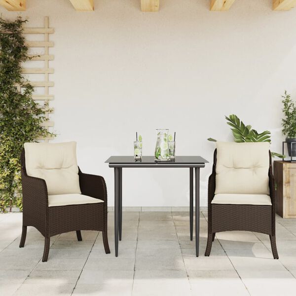vidaXL Garden Dining Set Brown PE Rattan 5-piece Removable Covers