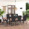 vidaXL Dining Set Black and Brown PE Rattan Large Seats Many