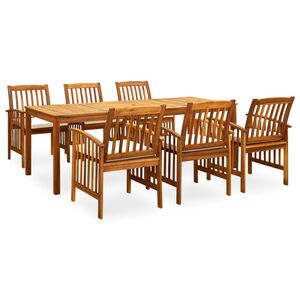 vidaXL 7 Piece Patio Dining Set with Cushions Solid Acacia Wood