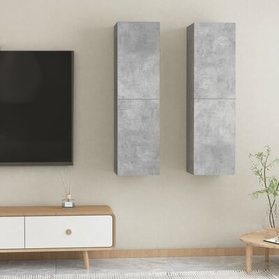 vidaXL TV Stands 2 pcs Concrete Gray 12"x11.8"x43.3" Engineered Wood
