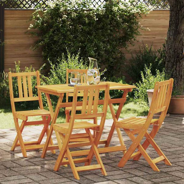 vidaXL Garden Bistro Set Folding 5 pcs Brown Solid Acacia Wood