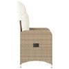 vidaXL Reclining Garden Chair Beige PE Rattan, Powder-Coated Steel Medium