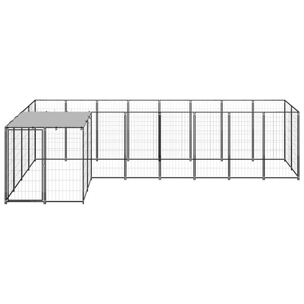 vidaXL Dog Kennel Black and silver grey Powder-coated steel and polyethylene