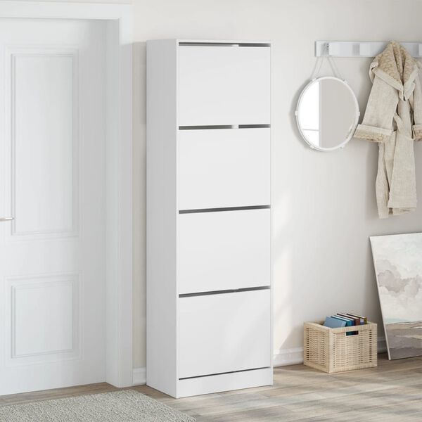 vidaXL Shoe Cabinet White Engineered wood Tall Shoe Cabinet