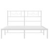 vidaXL Bed Frame White Powder-Coated Steel 47.2 x 78.7 in Durable