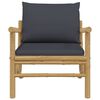 vidaXL Garden Chair Bamboo with a natural finish, Dark grey cushions