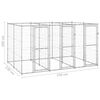 vidaXL Dog Kennel Silver Galvanized steel Large Dog Kennel Rectangular