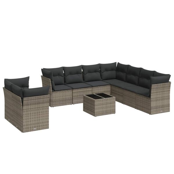 vidaXL Garden Sofa Set Grey PE rattan Large Modular Garden Sofa Set