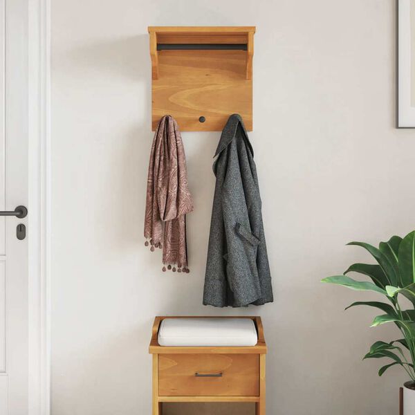 vidaXL Wall-mounted Coat Rack Natural Brown Solid Pine Wood, Engineered Wood