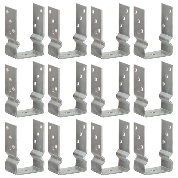 vidaXL Fence Anchors 12 pcs Silver 3.5x2.4x5.9" Galvanised Steel