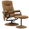 vidaXL Massage Recliner with Ottoman Brown Faux Suede Leather