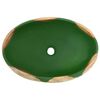vidaXL Countertop Basin Green and Brown Oval 23.2x15.7x5.9" Ceramic