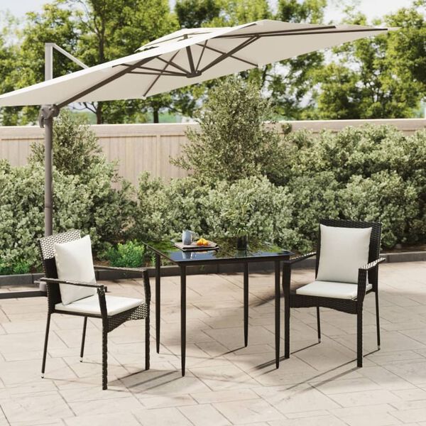 vidaXL Garden Dining Set Black Poly Rattan Regular Modular