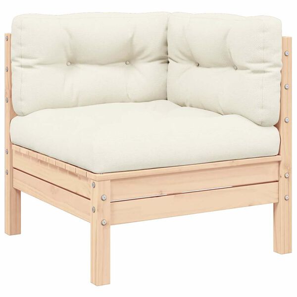vidaXL Garden Lounge Set Set of 3 Cream, Natural Wood