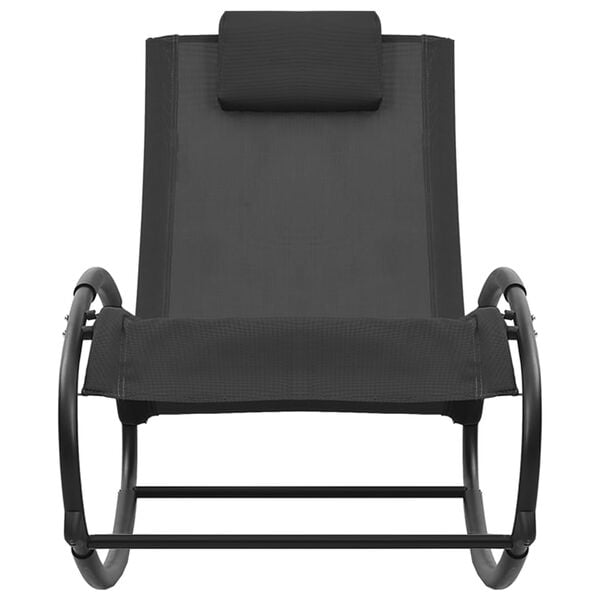 vidaXL Sun Lounger with Pillow Steel and Textilene Black