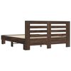 vidaXL Bed Frame Brown Oak Engineered Wood, Plywood, Metal Double Bed