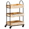 vidaXL 3-Tier Kitchen Trolley 18.1"x11.8"x29.9" Solid Mango Wood