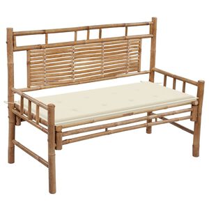 vidaXL Garden Bench Natural Bamboo Bamboo, 100% Polyester Medium