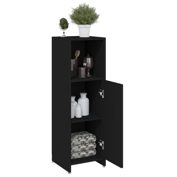vidaXL Bathroom Cabinet Black Engineered wood Medium Bathroom Cabinet