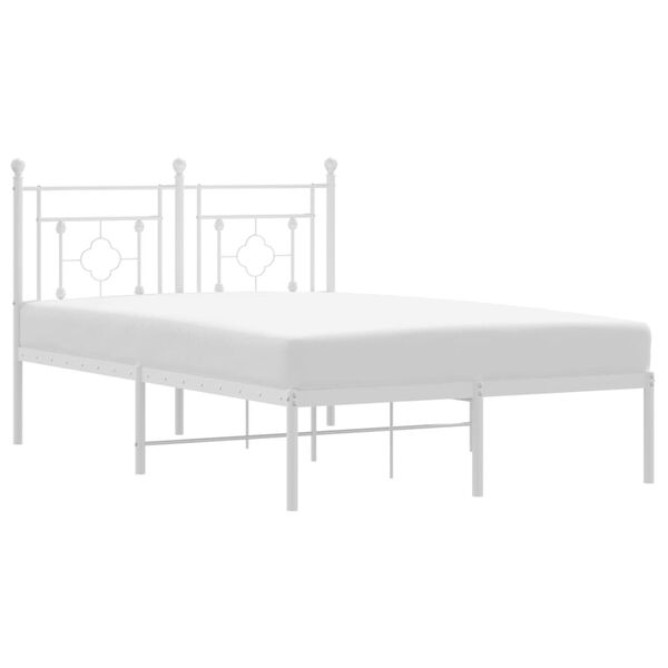 vidaXL Bed Frame White Powder-Coated Steel Full Bed Frame Rectangular