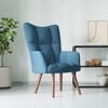 vidaXL Relaxing Chair Blue Velvet (100% polyester), solid rubber wood, steel