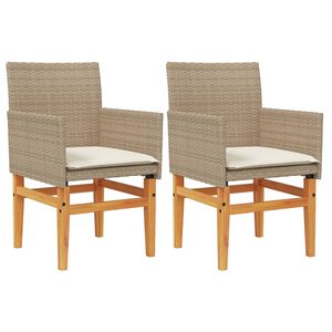 vidaXL Garden Chair Beige PE rattan, solid acacia wood, powder-coated steel