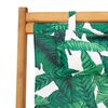vidaXL Folding Beach Chair Leaf Pattern Solid Wood Eucalyptus and Fabric