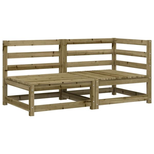 vidaXL Garden Sofa Natural Wood Impregnated Pine Wood 2-seater Modular