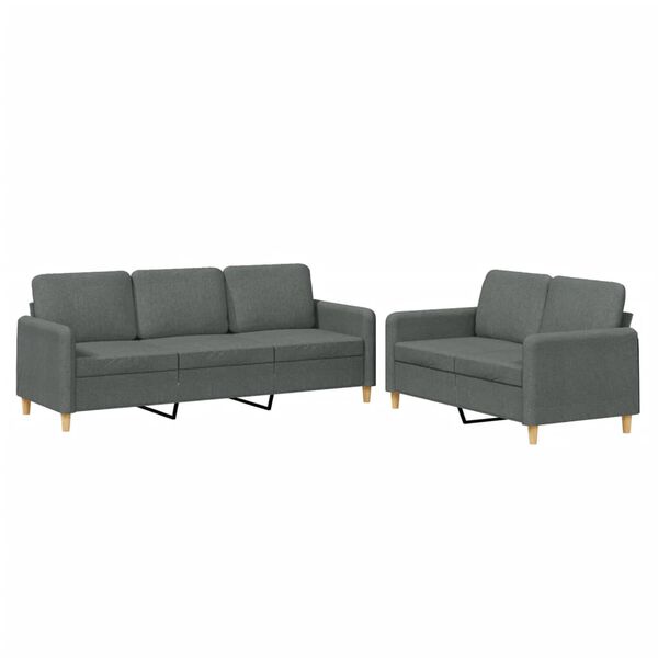 vidaXL Sofa Set Dark grey 100% polyester, metal, textilene, plywood