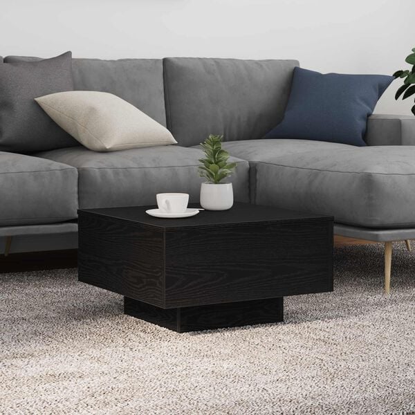 vidaXL Coffee Table Black Oak 21.65 x 21.65 x 12.20 in Engineered Wood