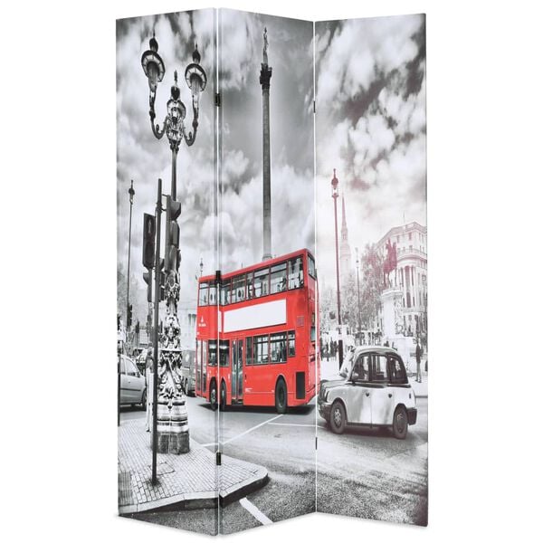 vidaXL Folding Room Divider 47.2x66.9" London Bus Black and White