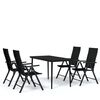 vidaXL Garden Dining Set Black Powder-coated steel, glass, PE rattan