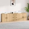 vidaXL Sideboard Set of 3 Sonoma Oak Engineered Wood Medium Sideboard