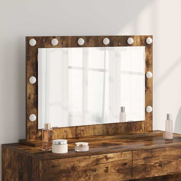 vidaXL Vanity Mirror with Mirror Smoked Oak 31.50 x 21.65 x 7.09 in